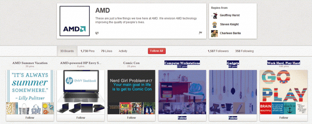 AMD Pinterest page