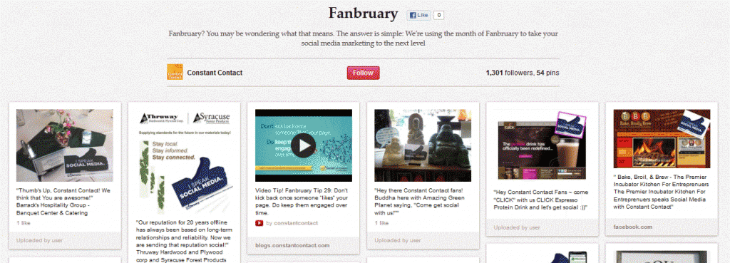 constant contact fanbruary page
