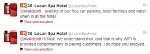Lucan Spa Hotel wanted to charge me for Wifi